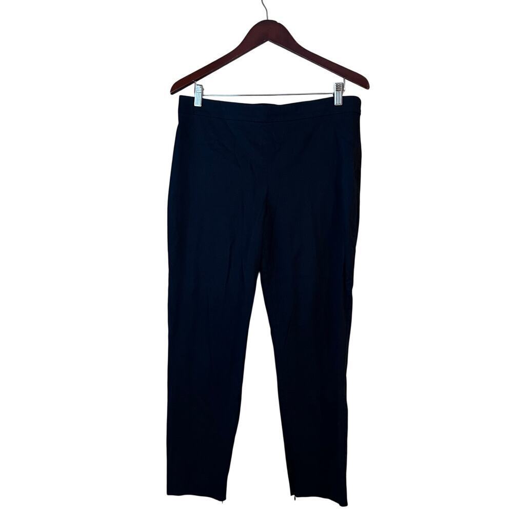 Theory Women’s Navy Blue Cotton Slim Leg Ankle Pant Dress Zip Hem 12